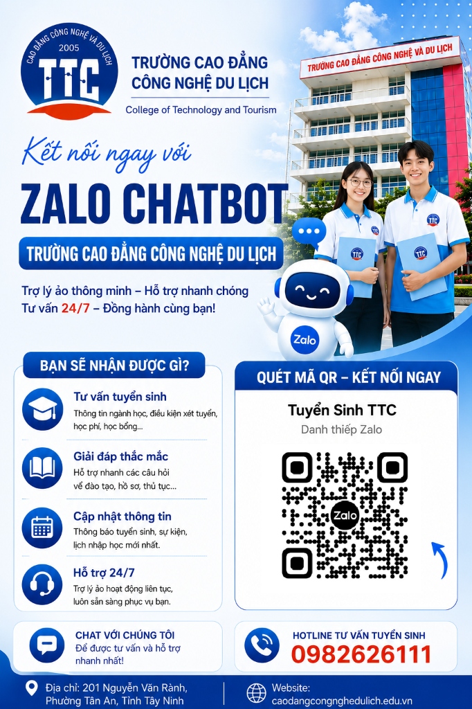 Zalo Chatbot Trường Cao đẳng Công nghệ và Du lịch TTC